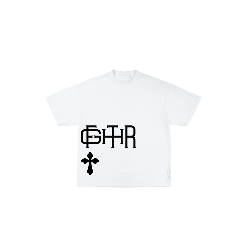 GFTHR™ Essentials oversized white t-shirt with offset logo print on premium heavyweight cotton