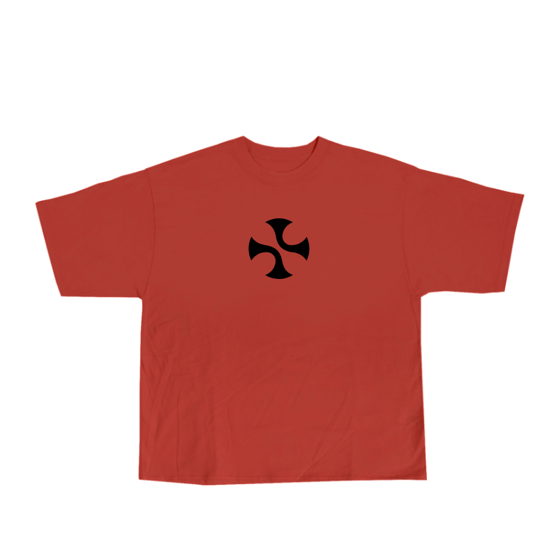 GFTHR™ Red Cipher Tee Club Edition featuring minimalist front logo on white oversized t-shirt