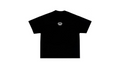 Black t-shirt with a white crown logo on a white background